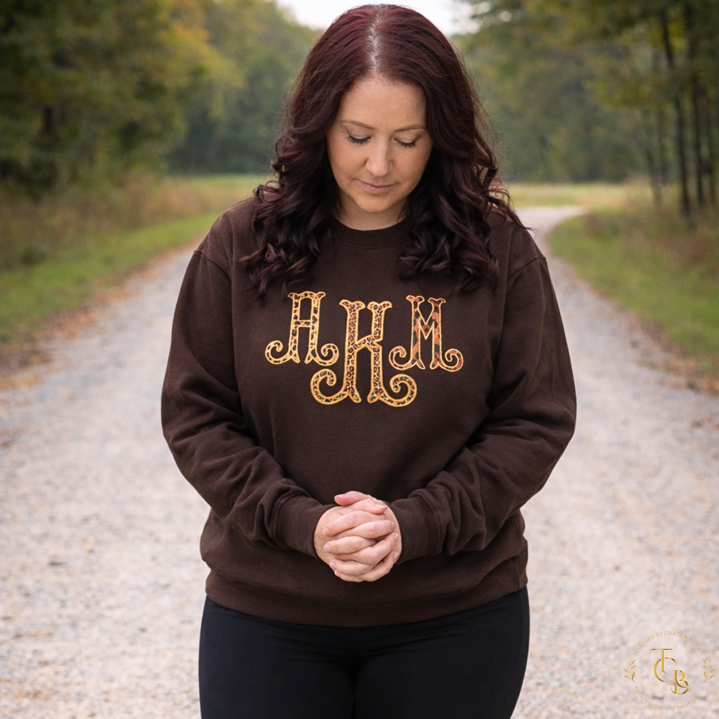 Personalized Leopard Print Monogram Crewneck | Premium Appliqué Collection
