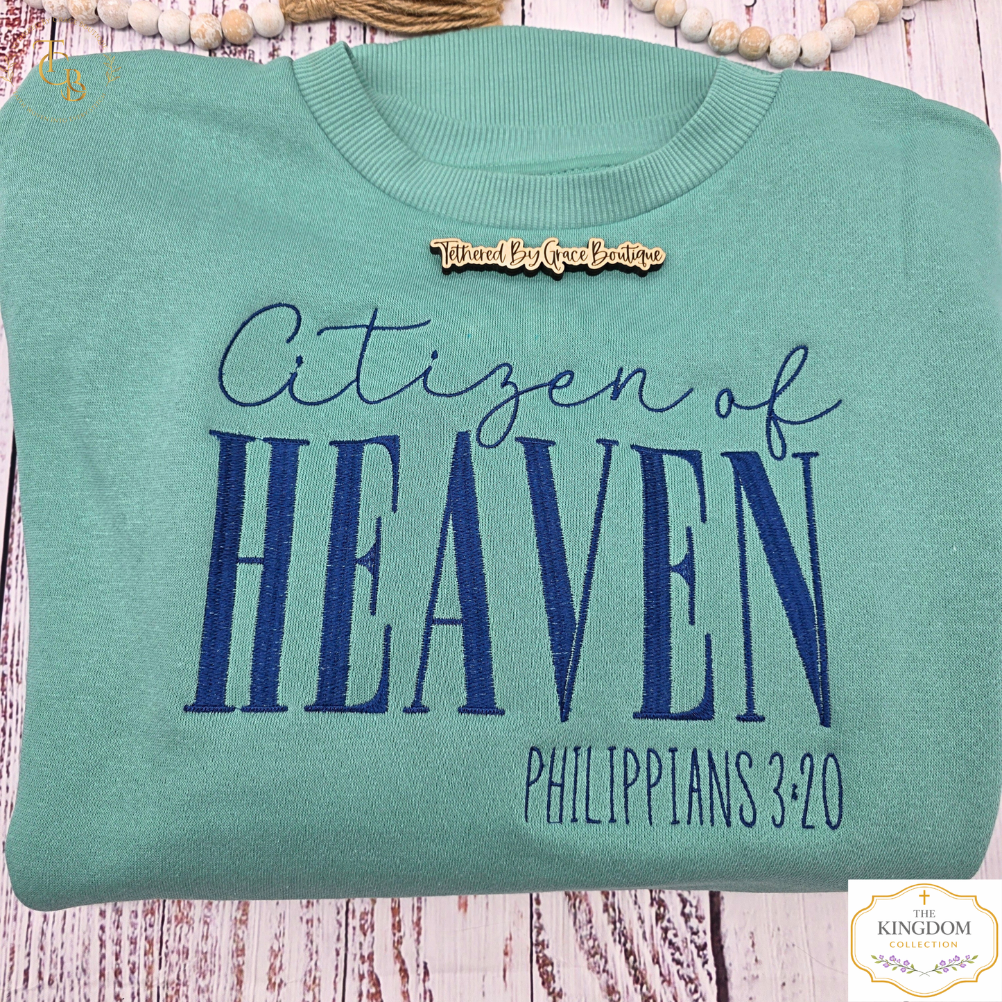 Citizen of Heaven Premium Embroidered Sweatshirt | Philippians 3:20 | Women's Faith Crewneck