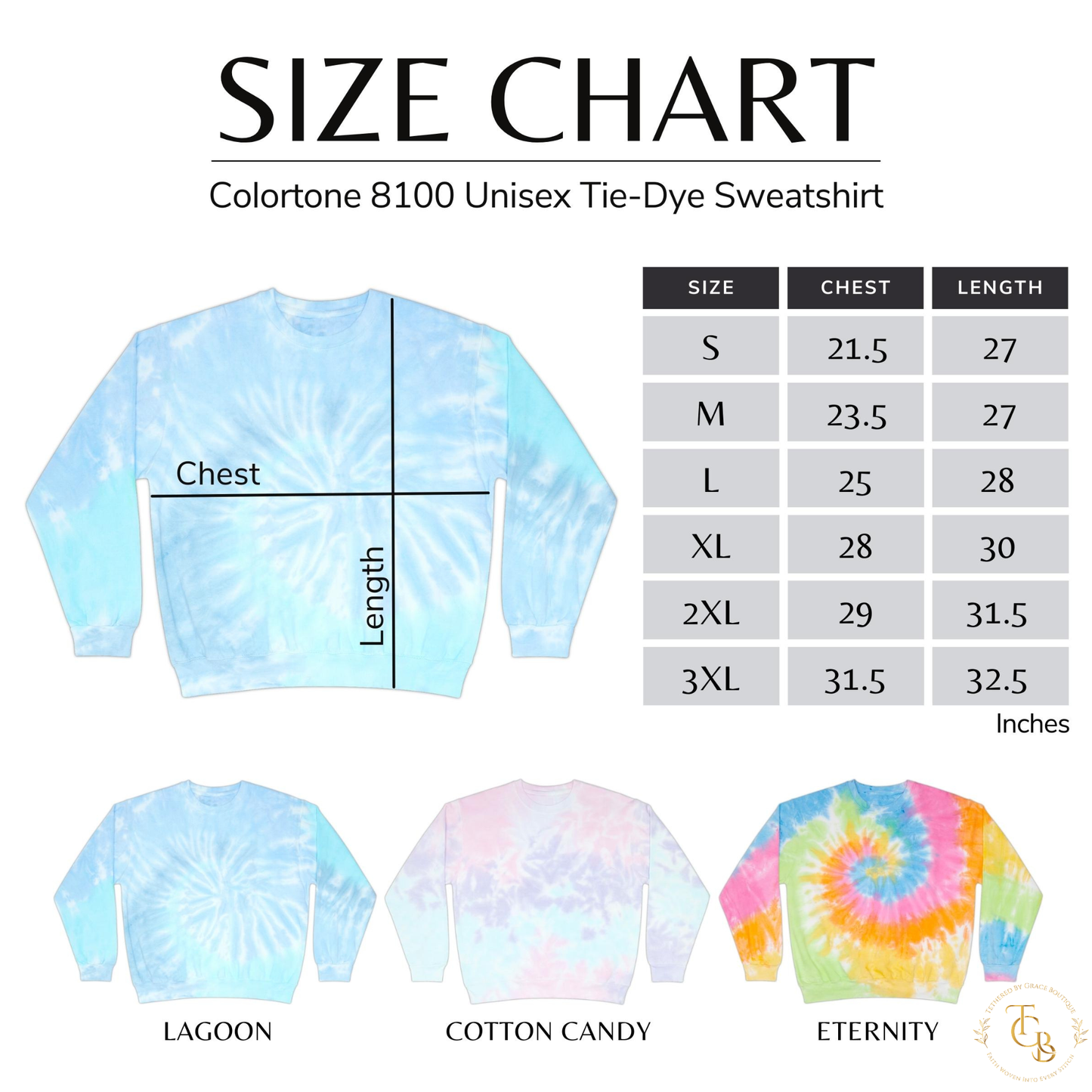 God Works All Things Together for Good Embroidered Tie-Dye Crewneck Sweatshirt | Premium Colortone Cotton Candy | Romans 8:28