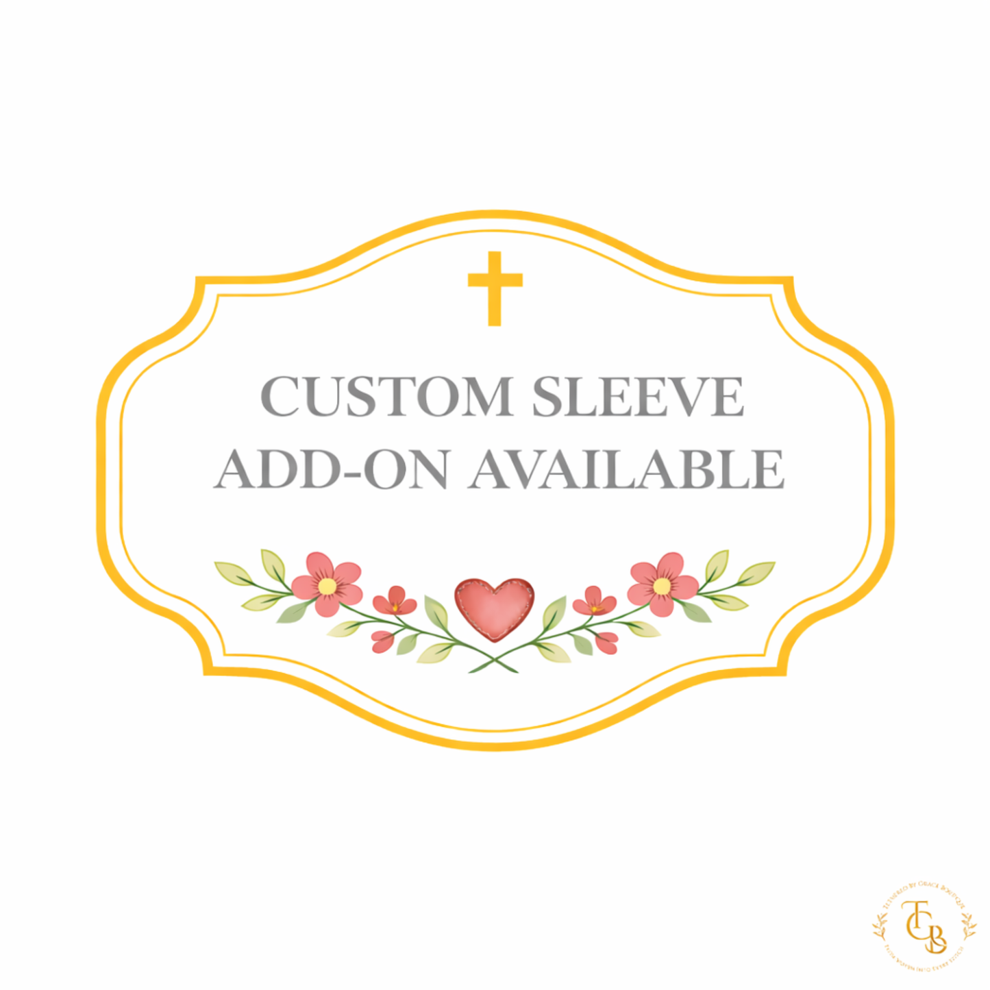 Custom Sleeve Embroidery Add-On (Scripture/Name/Word + Cross or Heart)