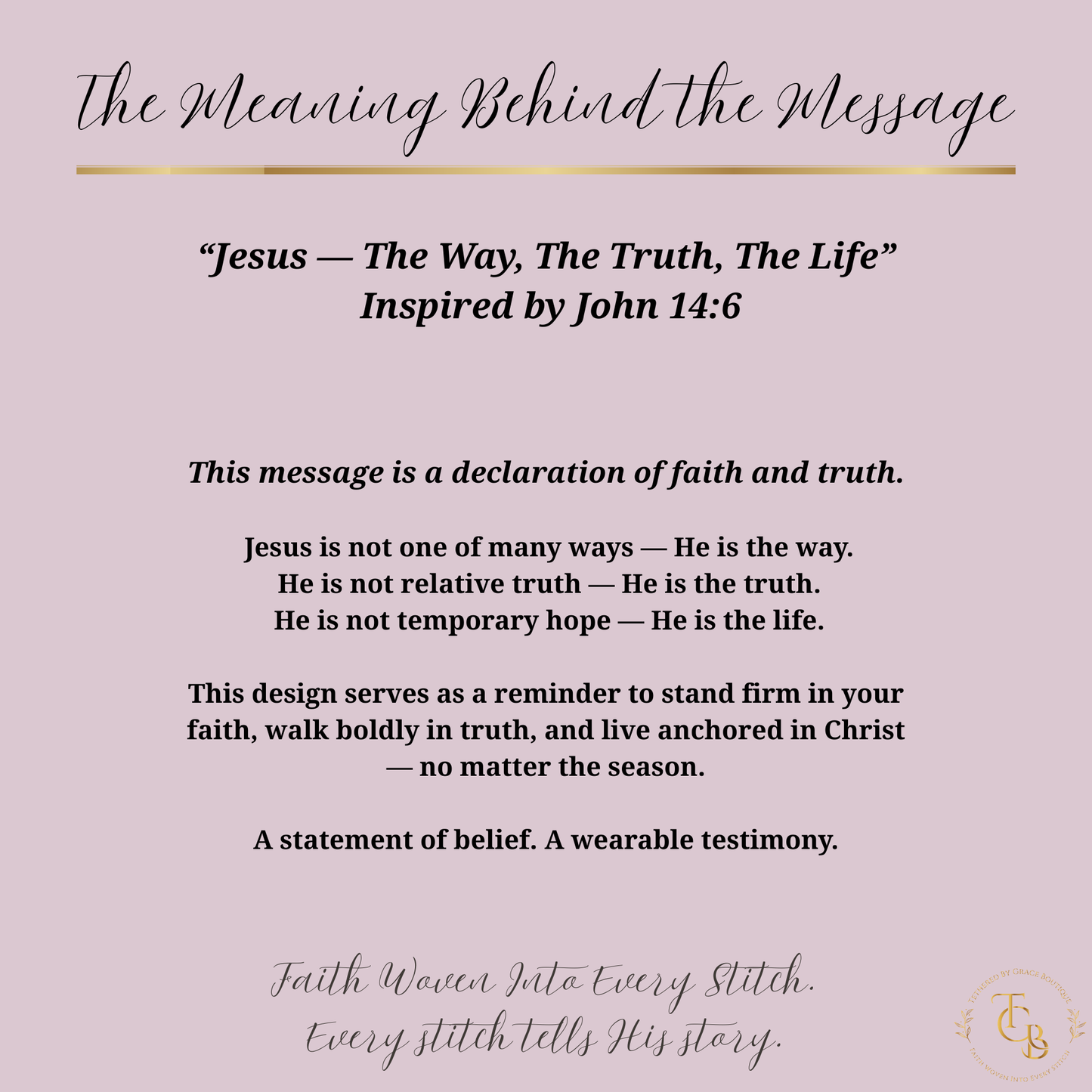 Jesus — The Way, The Truth, The Life Embroidered Crewneck Sweatshirt | Premium Appliqué Sweatshirt | Dark Chocolate Brown | John 14:6