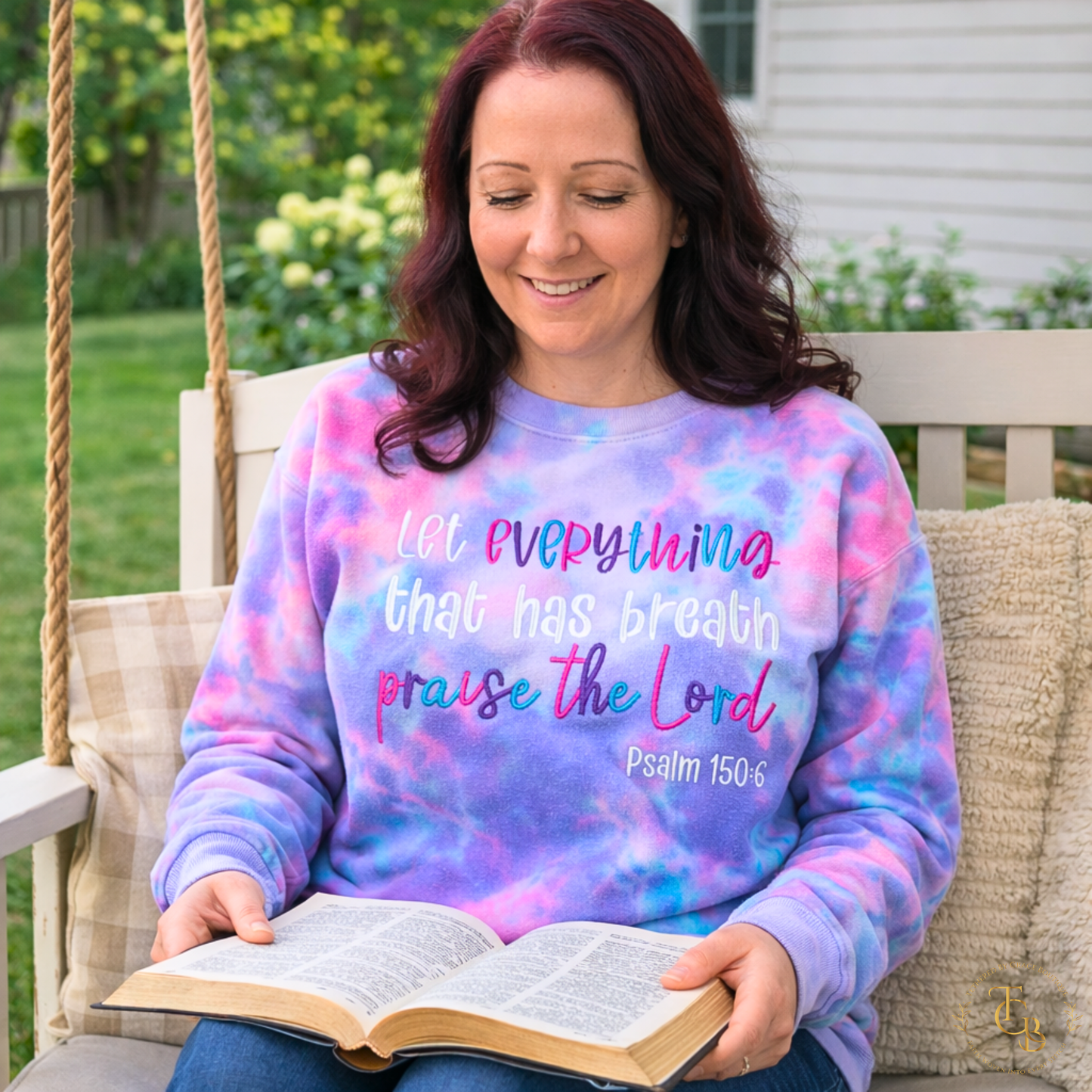 Let Everything That Has Breath Praise the Lord Embroidered Tie Dye Crewneck Sweatshirt | Psalm 150:6