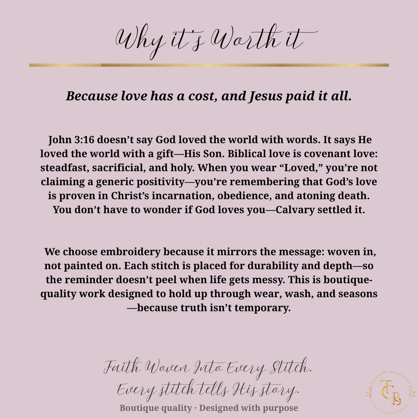 Loved Embroidered Crewneck Sweatshirt – John 3:16 | Women’s Faith Apparel