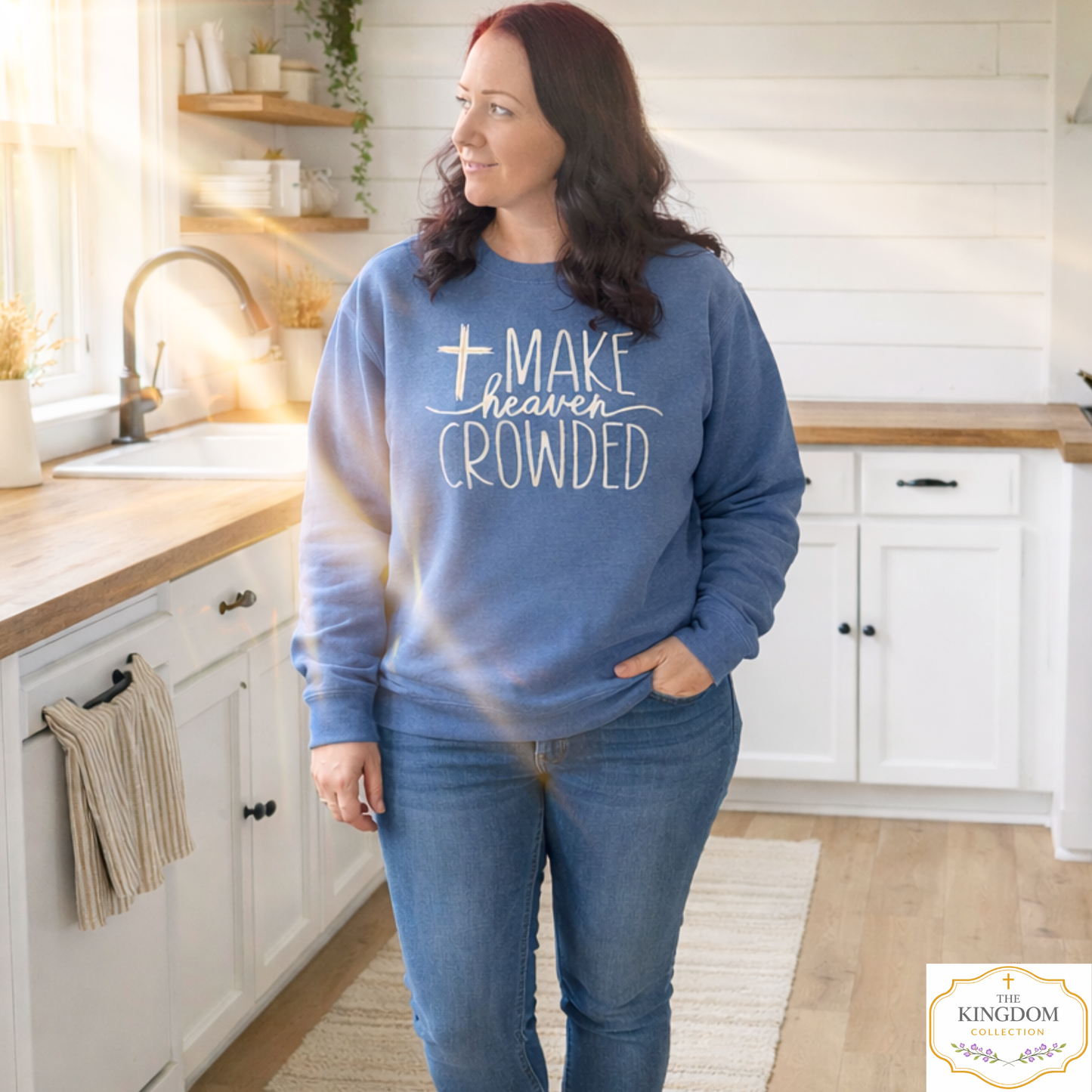 Make Heaven Crowded Embroidered Crewneck Sweatshirt – Matthew 28:19-20 | Women's Christian Faith Sweatshirt