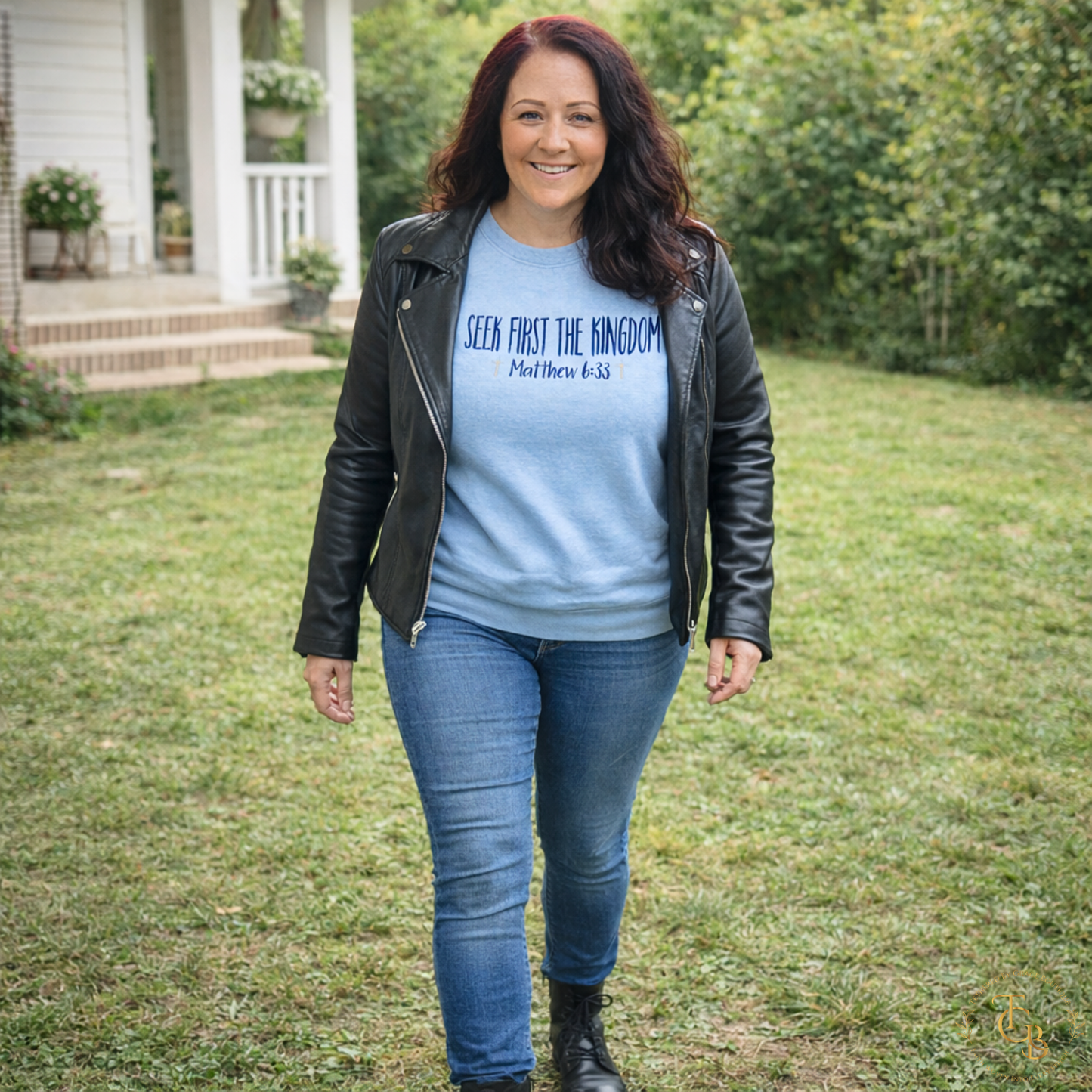 Seek First the Kingdom Embroidered Crewneck Sweatshirt | Matthew 6:33
