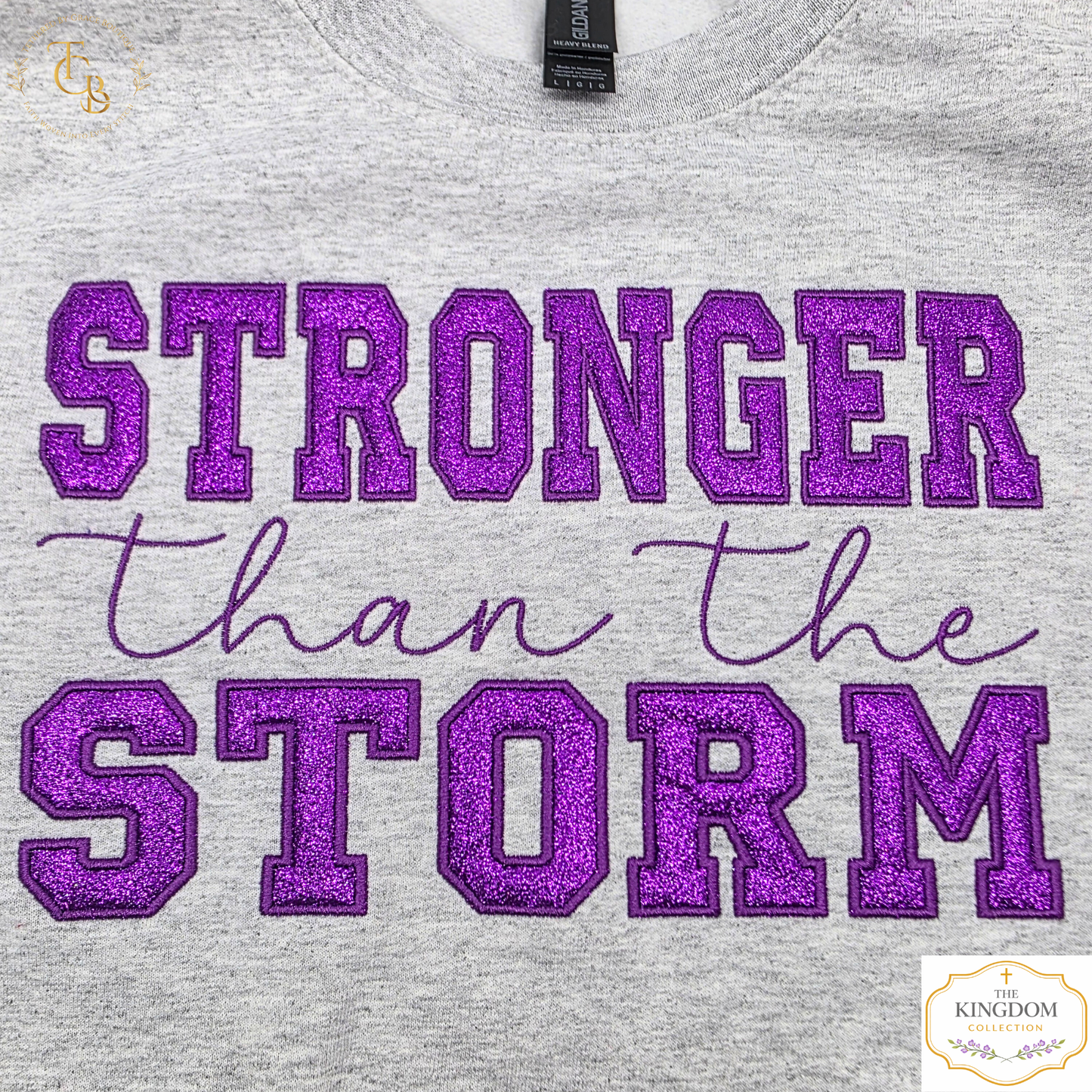 Stronger Than the Storm Embroidered & Appliqué Crewneck Sweatshirt – Inspirational Christian Boutique Pullover