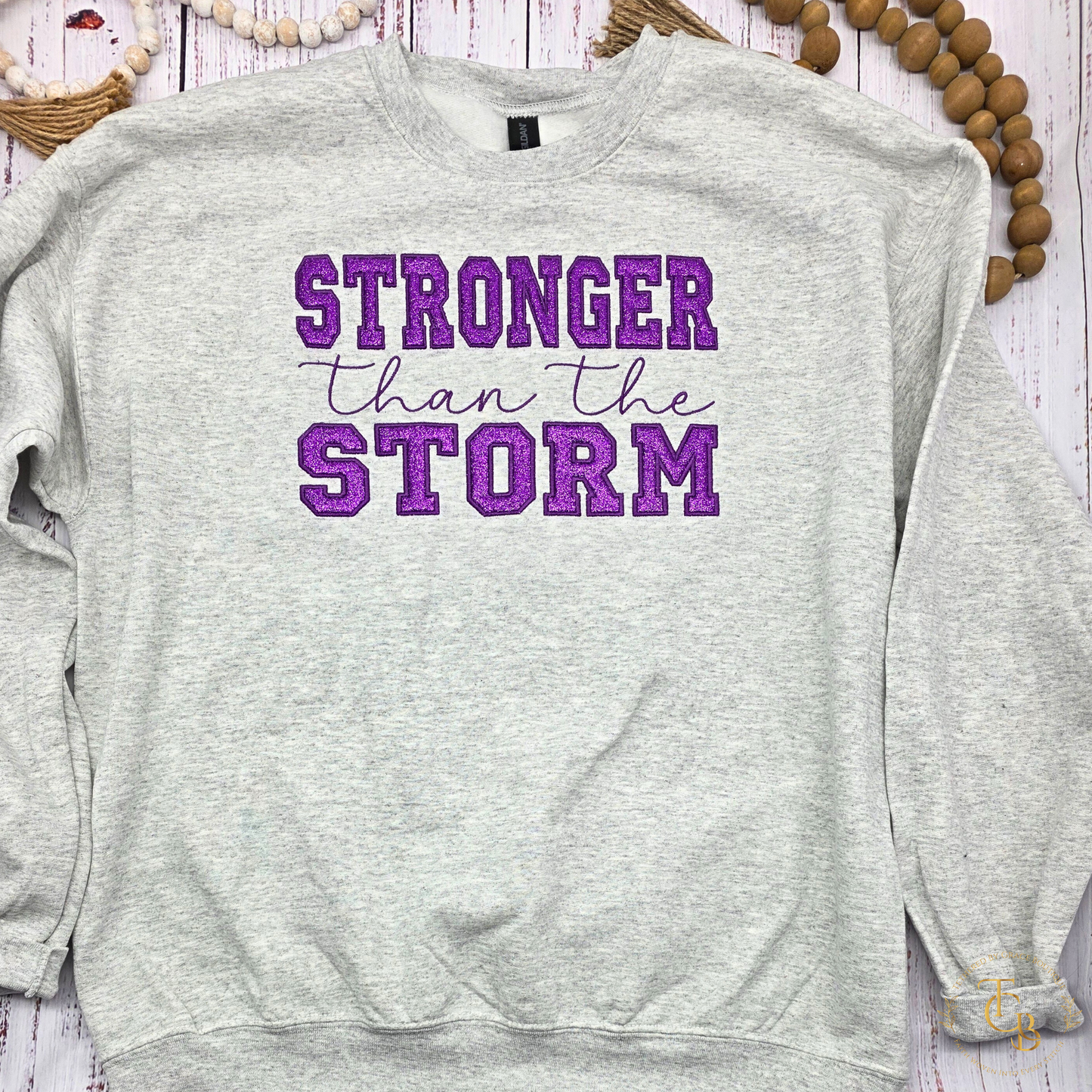 Stronger Than the Storm Embroidered & Appliqué Crewneck Sweatshirt – Inspirational Christian Boutique Pullover