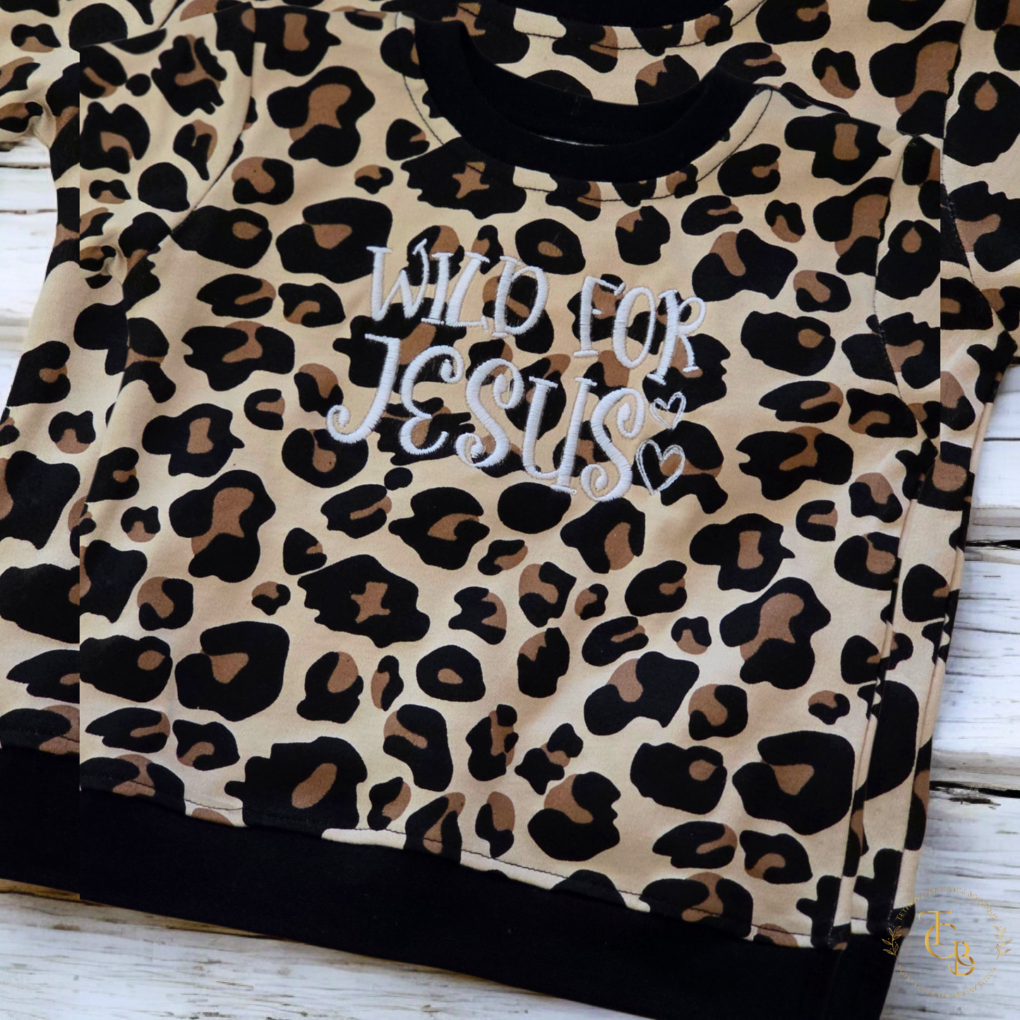 Wild for Jesus Leopard Print Long Sleeve Baby Tee – Embroidered Boutique Christian Baby Shirt