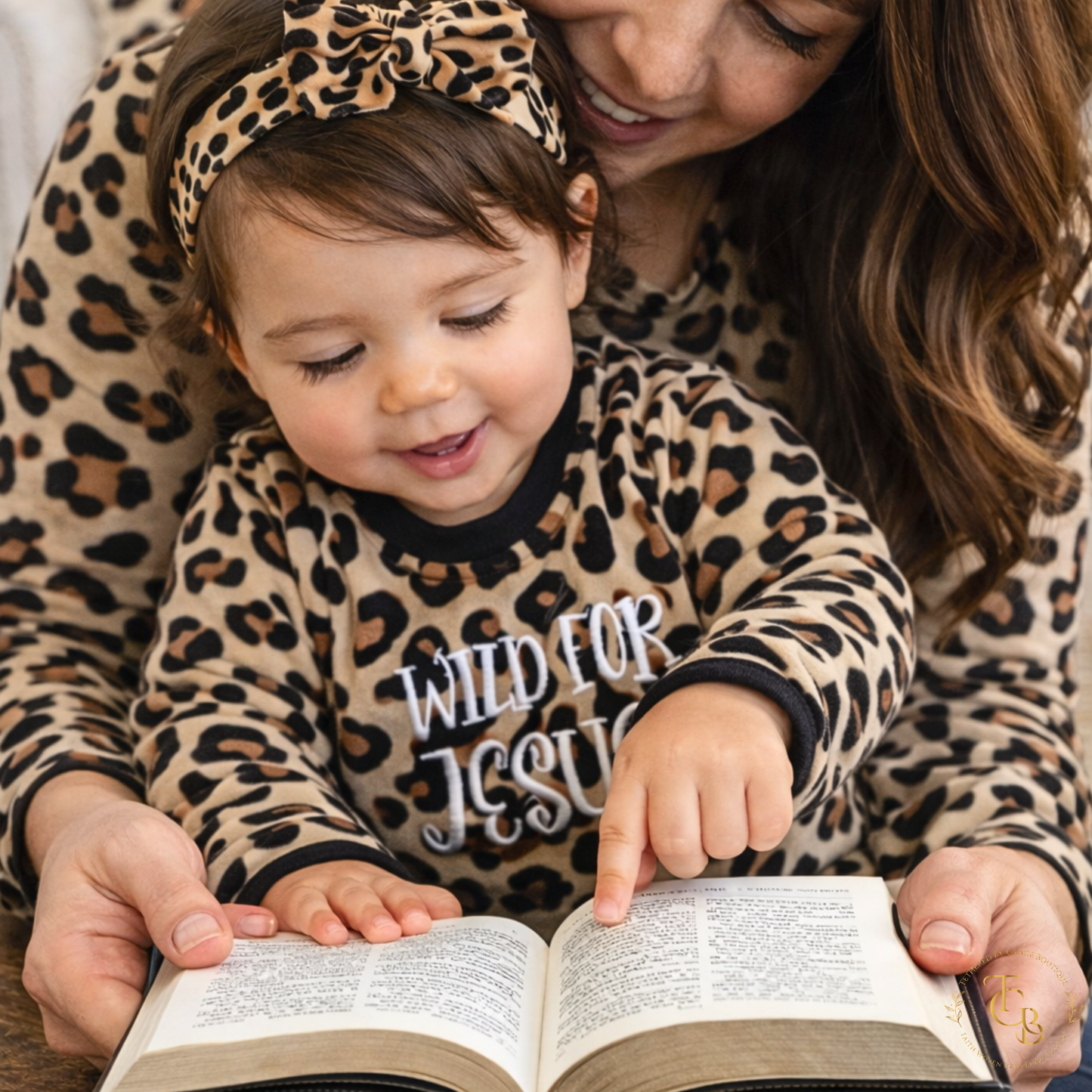 Wild for Jesus Leopard Print Long Sleeve Baby Tee – Embroidered Boutique Christian Baby Shirt